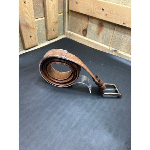 Allen Edmonds Brown Leather Belt With Silver Buckle 100/40 Made In USA Mens Clas - Picture 4 of 11